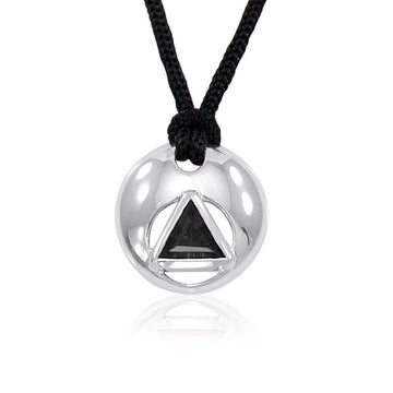 AA Symbol Silver Disk Pendant & Nylon cord TPD311 - Jewelry